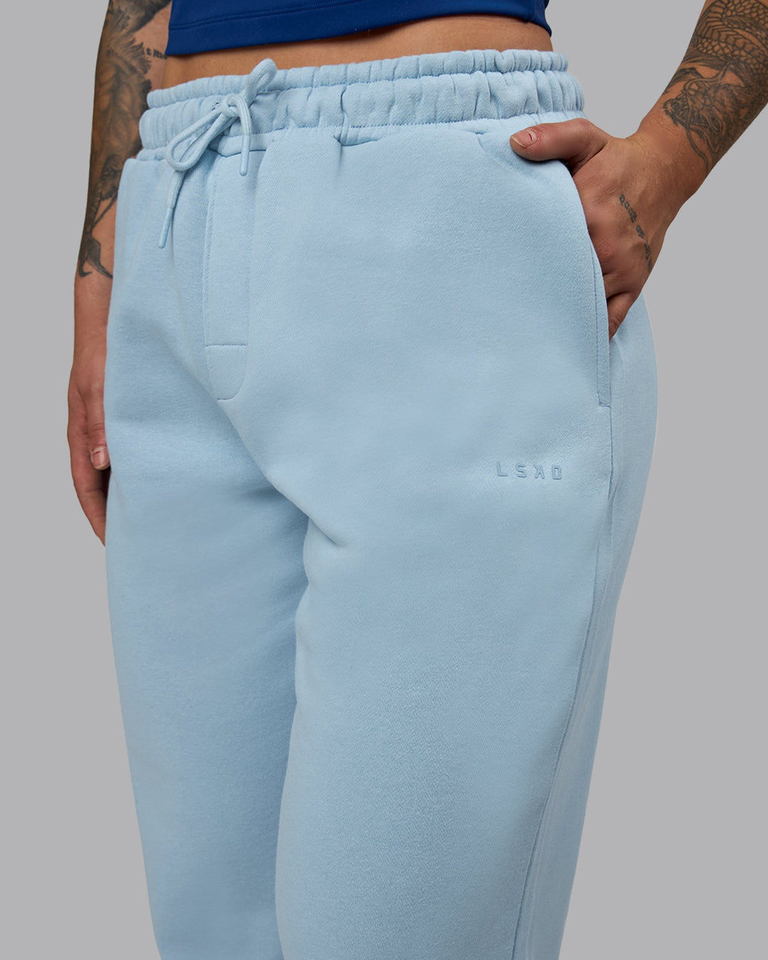 Woman wearing MVP Joggers - Glacial Blue