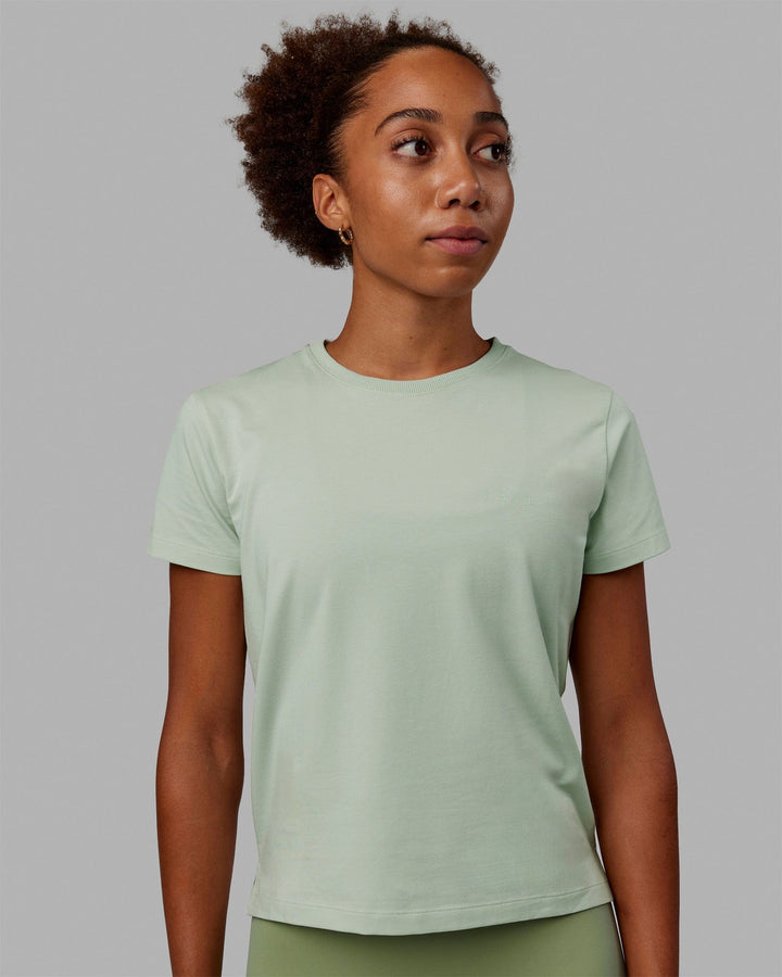 Woman wearing Deluxe PimaFLX Tee - Metal