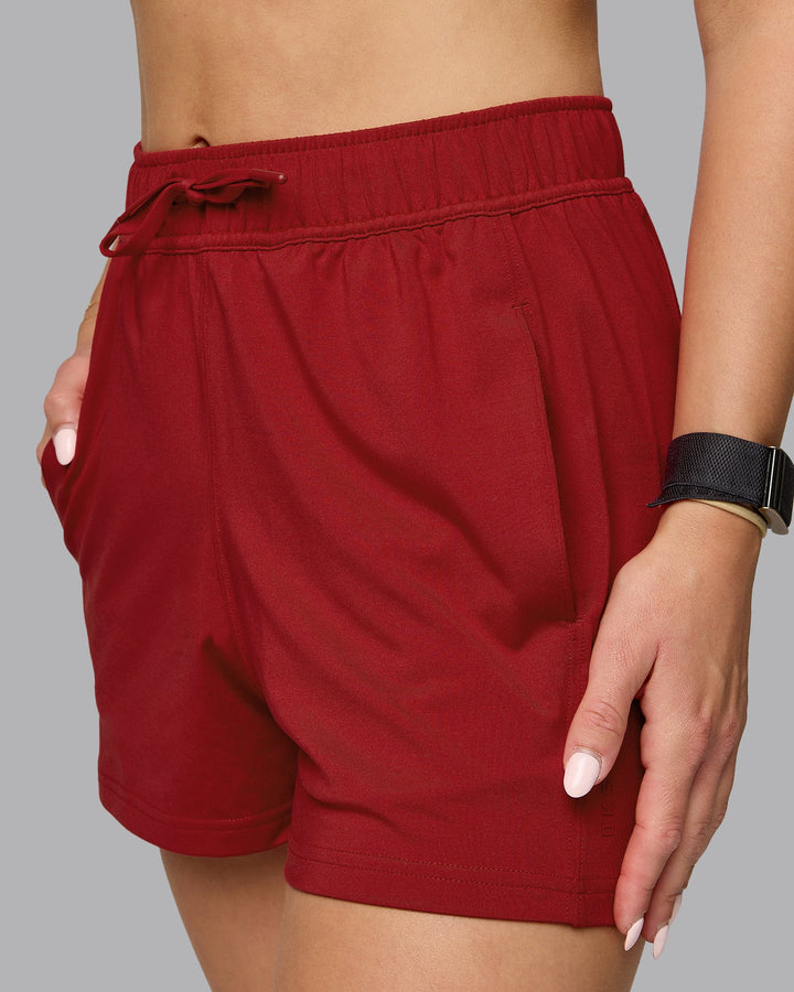 Woman wearing Restore CloudFLX Shorts - Cherry Red
