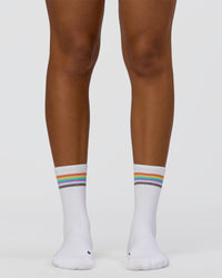 Proud Performance Crew Socks 2.0 - White-Multi