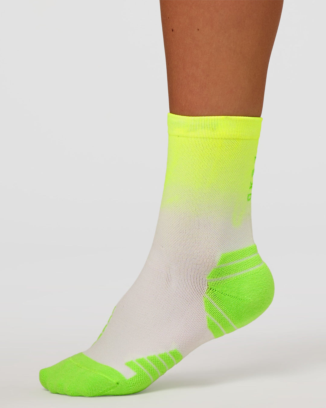Run Performance Quarter Socks - White-Lime Glo Ombre