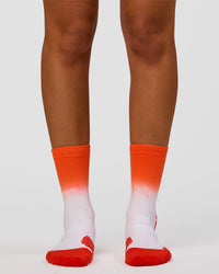 Run Performance Quarter Socks - White-Orange Ombre