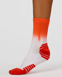Run Performance Quarter Socks - White-Orange Ombre