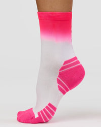 Run Performance Quarter Socks - White-Pink Ombre