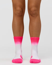 Run Performance Quarter Socks - White-Pink Ombre