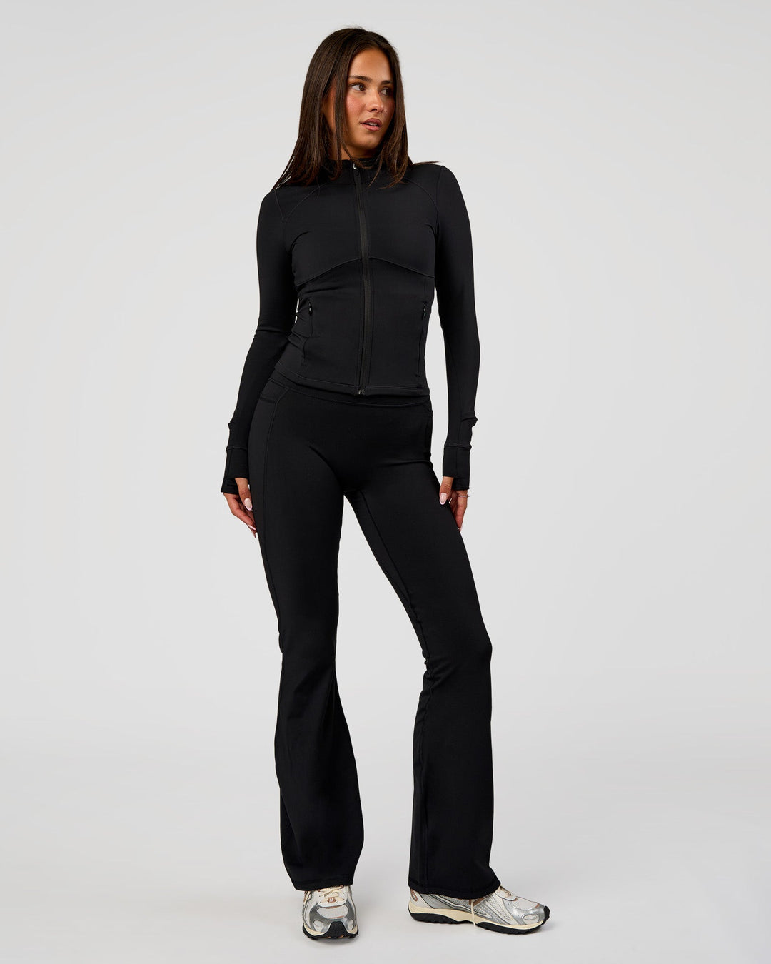 Woman wearing Fusion Active Jacket - Black | Model:Bianca| Size:S
