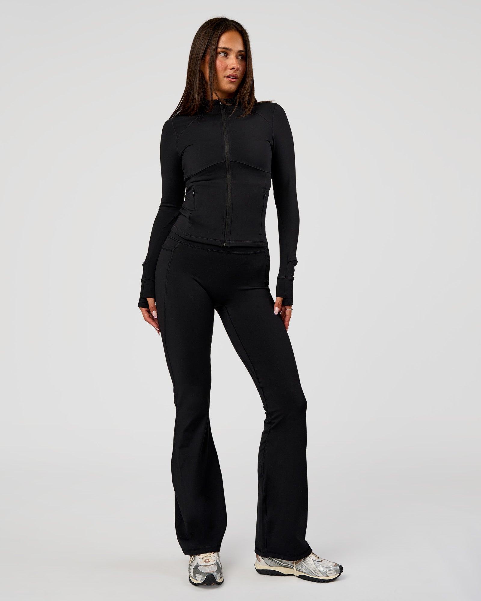 Woman wearing Fusion Active Jacket - Black | Model:Bianca| Size:S