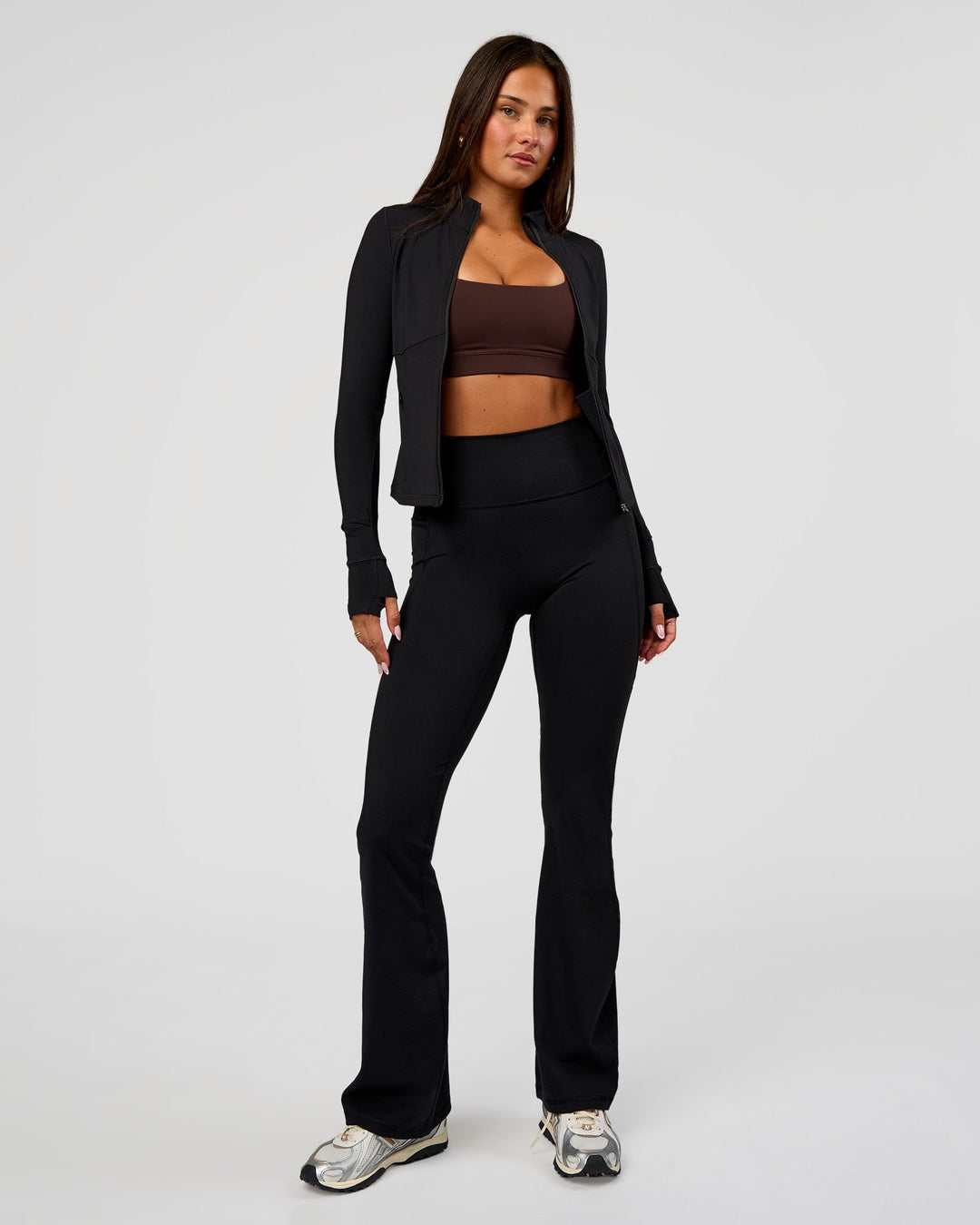 Woman wearing Fusion Active Jacket - Black | Model:Bianca| Size:S