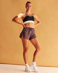 Woman wearing Elevated Accelerate Sports Bra - Black-Multi | Model:Charlize | Size:S | Thumbnail Index: 2