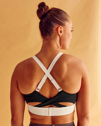 Woman wearing Elevated Accelerate Sports Bra - Black-Multi | Model:Charlize | Size:S | Thumbnail Index: 6