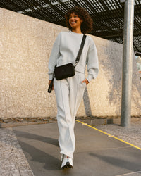 Woman wearing MVP Wide Leg Track Pant - Digital Mist| Model:Tomi | Size:S | Thumbnail Index: 3