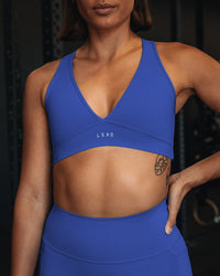 Woman wearing Stamina Sports Bra - Power Cobalt | Model:Vanessa | Size:S