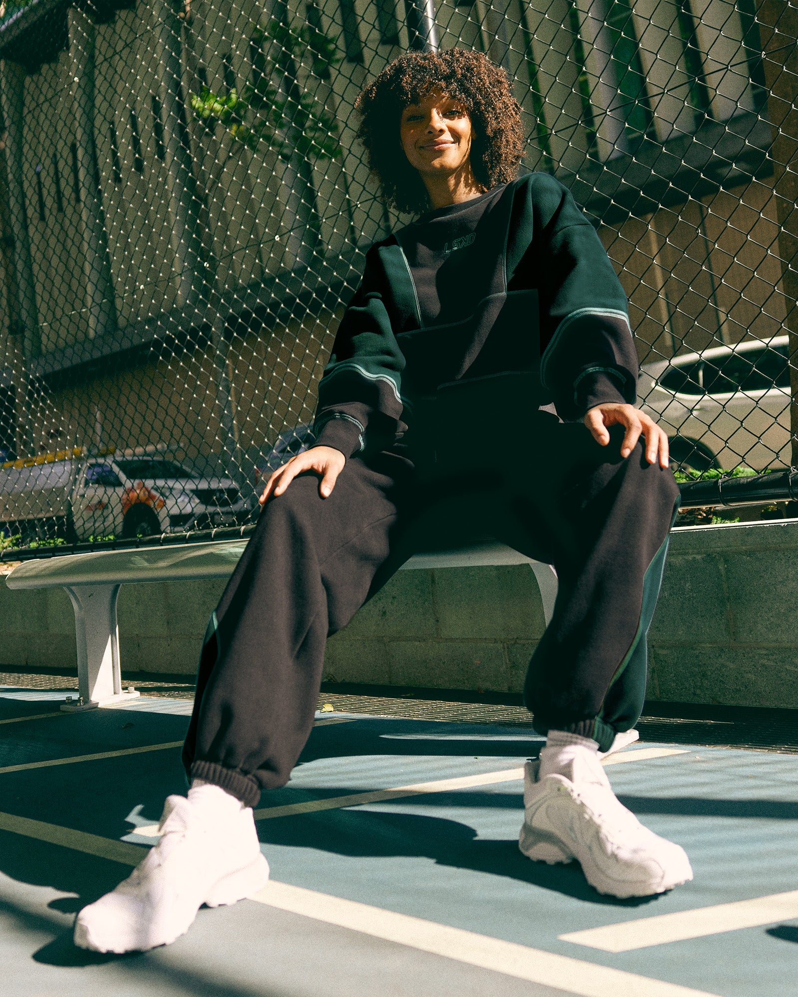 Stitch Up Oversized Fleece Sweater - Black-Dark Moss | LSKD – LSKD US Stitch Up Oversized Fleece Sweater - Black-Dark Moss | LSKD – LSKD US