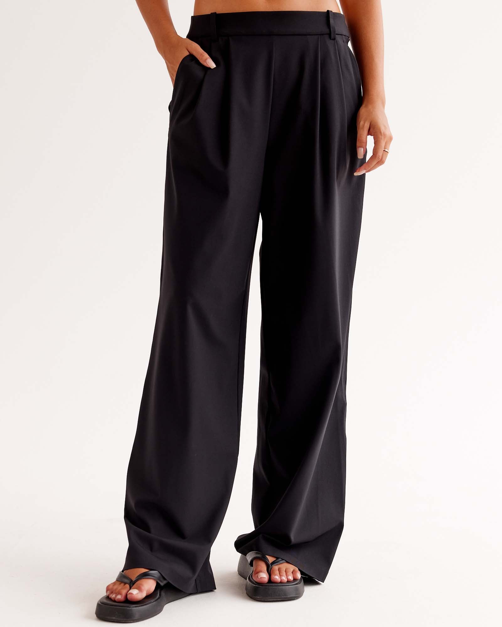 StretchShift Wide Leg Pant - Black | LSKD – LSKD US