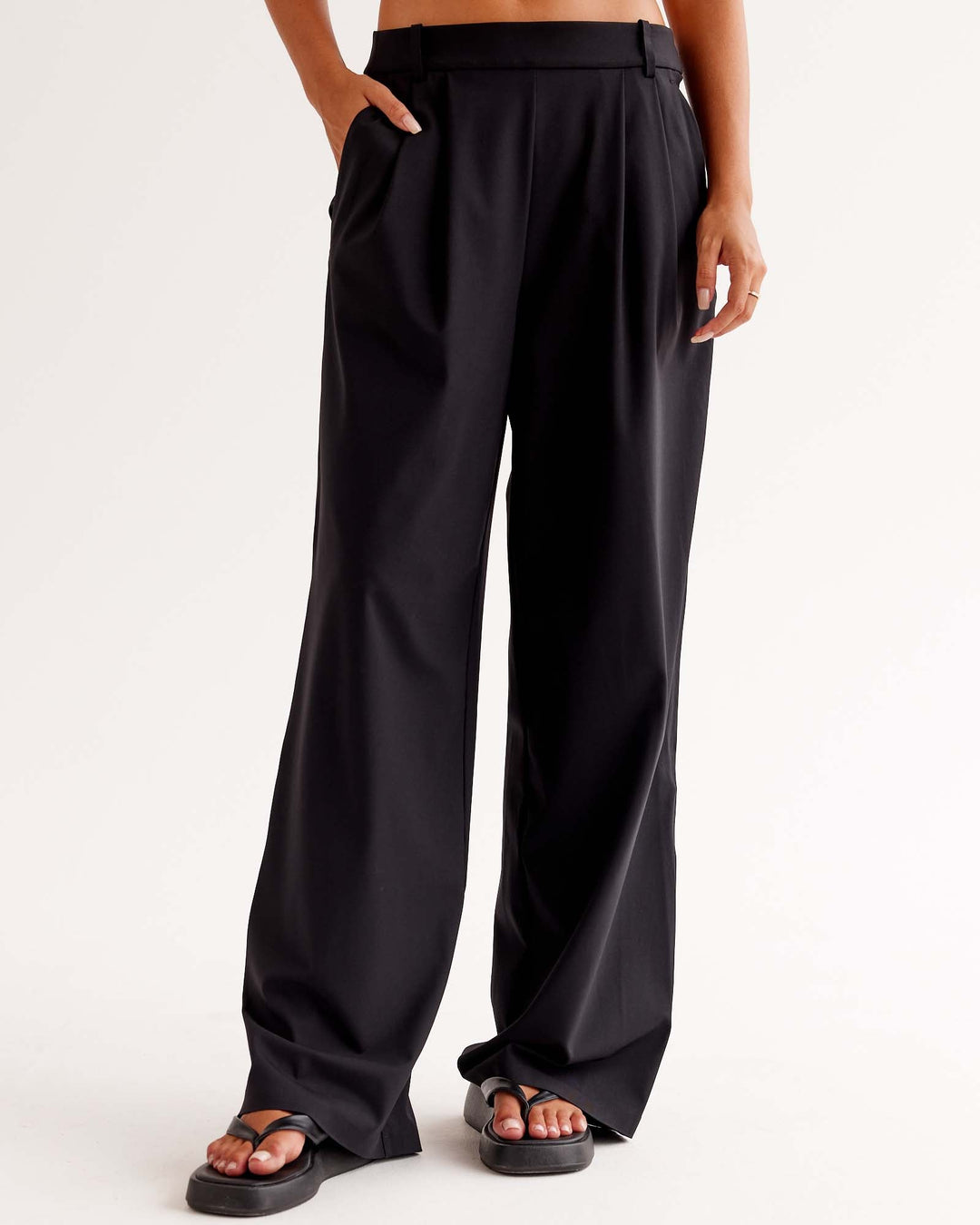 Woman wearing StretchShift Wide Leg Pant - Black | Model:Ruby | Size:S - view 2