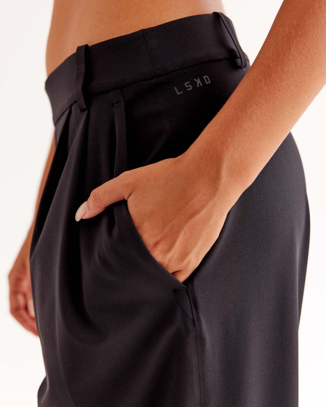 Woman wearing StretchShift Wide Leg Pant - Black | Model:Ruby | Size:S - view 3