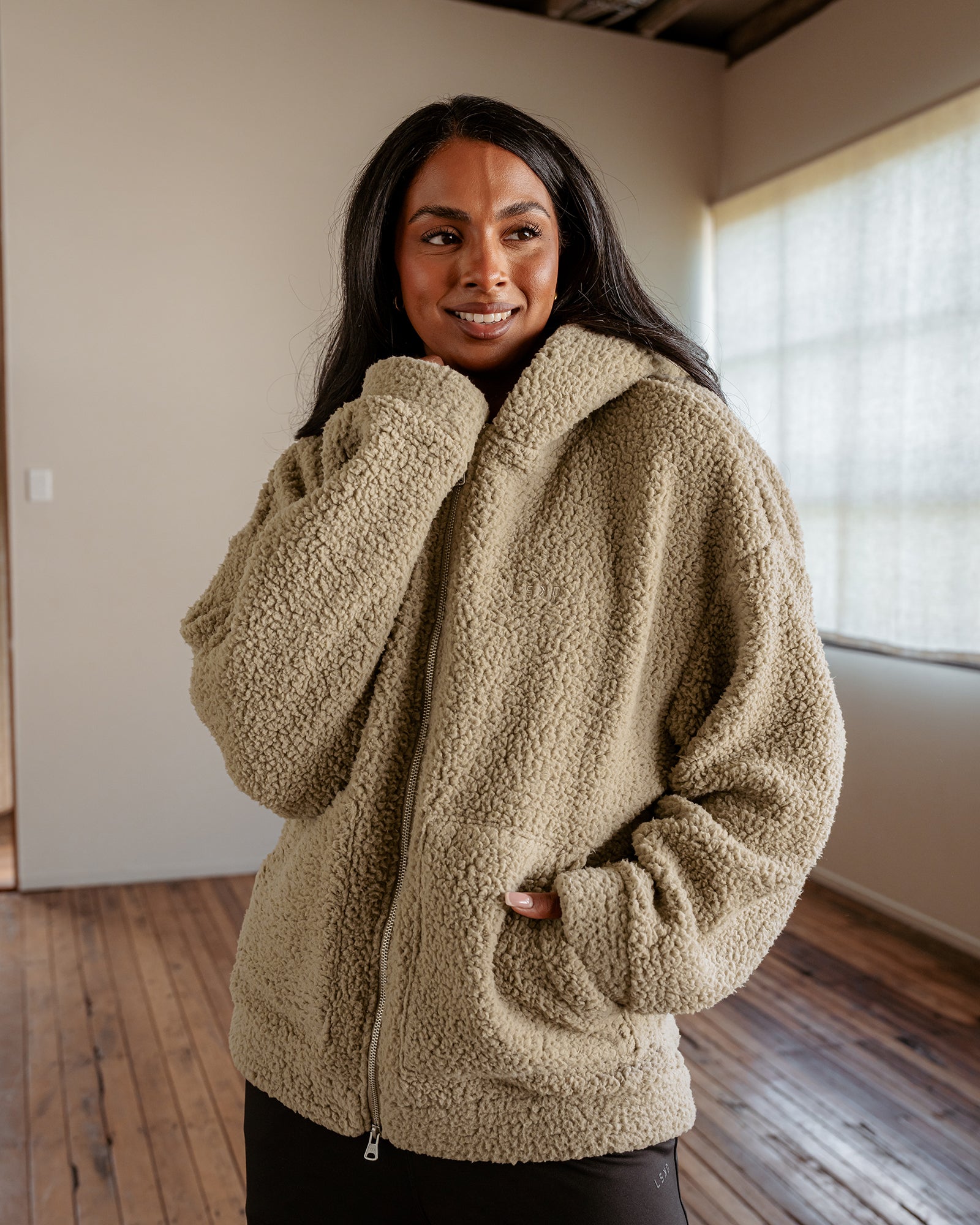 Sherpa Oversized Jacket - Greige | LSKD – LSKD US