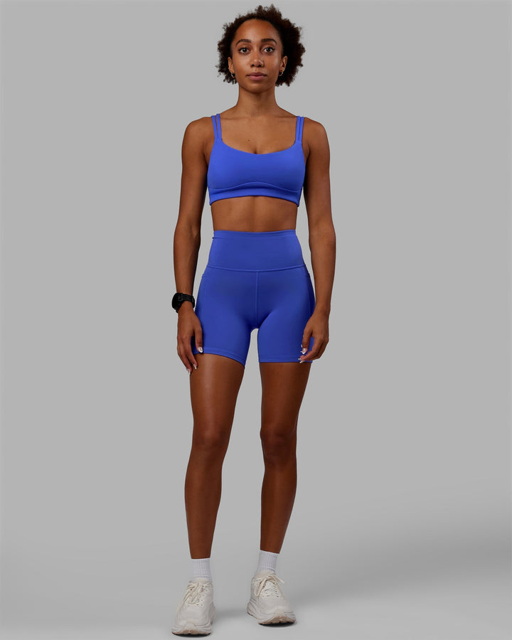 Women Wearing Flux Mid-Length Shorts - Power Cobalt
