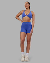 Woman wearing Abs Agile Halter Sports Bra - Power Cobalt | Model:Abbey | Size:S