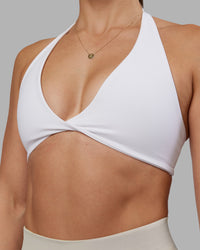Woman wearing Abs Agile Halter Sports Bra - White | Model:Abbey | Size:S | Thumbnail Index: 4