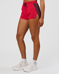 Woman wearing Accelerate 3" High-Rise Running Short - Cherry Lacquer-Scarlet | Model:Rosie | Size:S | | Thumbnail Index: 5