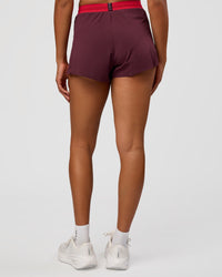 Woman wearing Accelerate 3" High-Rise Running Short - Cherry Lacquer-Scarlet | Model:Rosie | Size:S | | Thumbnail Index: 1