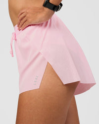 Woman wearing Accelerate 3" High-Rise Running Short - Marshmallow | Model:Rhiley | Size:S