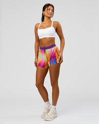 Woman wearing Accelerate 3" High-Rise Running Short - Radiate Print | Model:Bianca | Size:S
