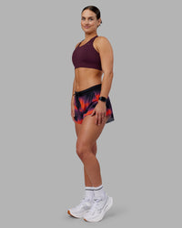 Woman wearing Accelerate 3" Running Short - Inferno Print | Model:Keisha| Size:S