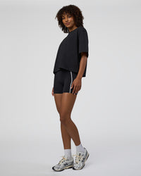 Woman wearing AfterDark ZeroCrease Cropped Tee - Black | Model:Tomi | Size:S | Thumbnail Index: 4