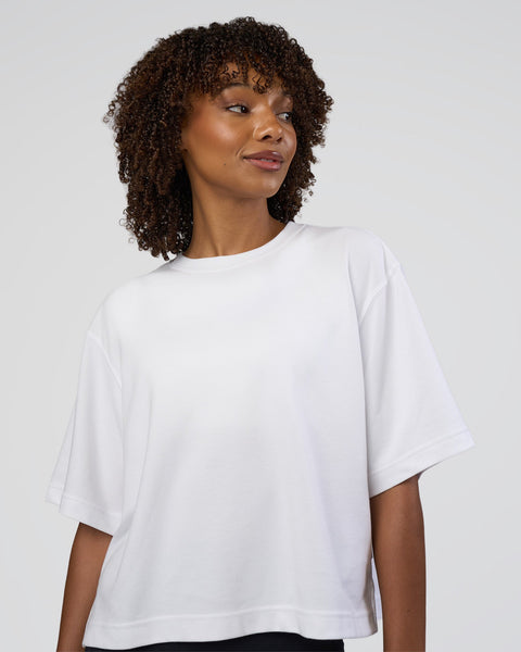AfterDark ZeroCrease Cropped Tee - White | LSKD – LSKD US