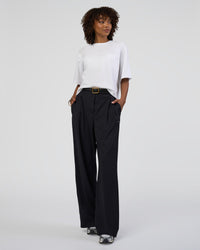 Woman wearing AfterDark ZeroCrease Cropped Tee - White | Model:Tomi | Size:S | Thumbnail Index: 5