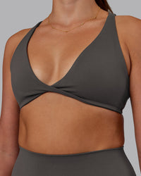 Woman wearing Agile Sports Bra - Dark Storm | Model:Phoebe | Size:S | Thumbnail Index: 4