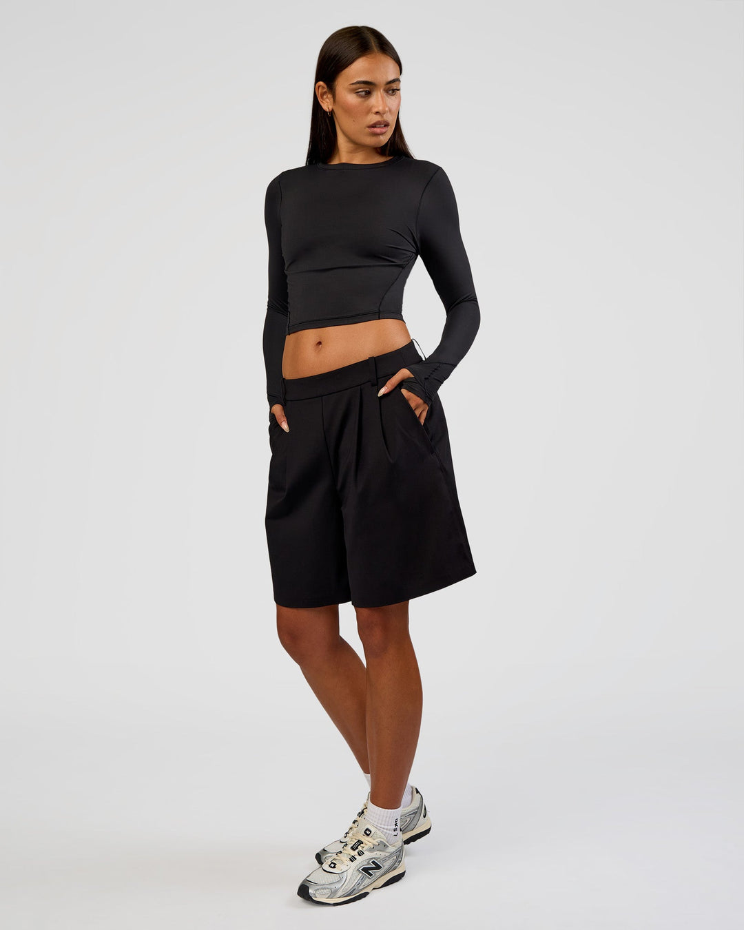 Woman wearing All Day Long Sleeve Tee - Black | Model:Ruby | Size:S