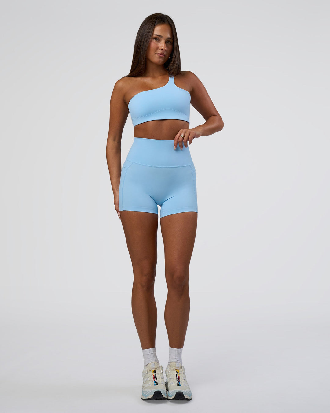 Woman wearing Angle Sports Bra - Open Air | Model:Bianca | Size:S