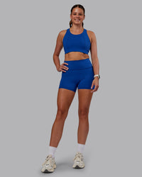 Woman wearing Ascent Sports Bra - Blue Quartz | Model:Phoebe | Size:S | Thumbnail Index: 3