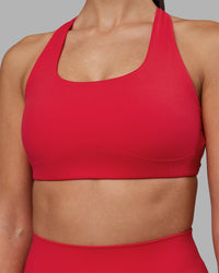Woman wearing Aspire Sports Bra - Scarlet | Model:Rhiley | Size:S | Thumbnail Index: 3