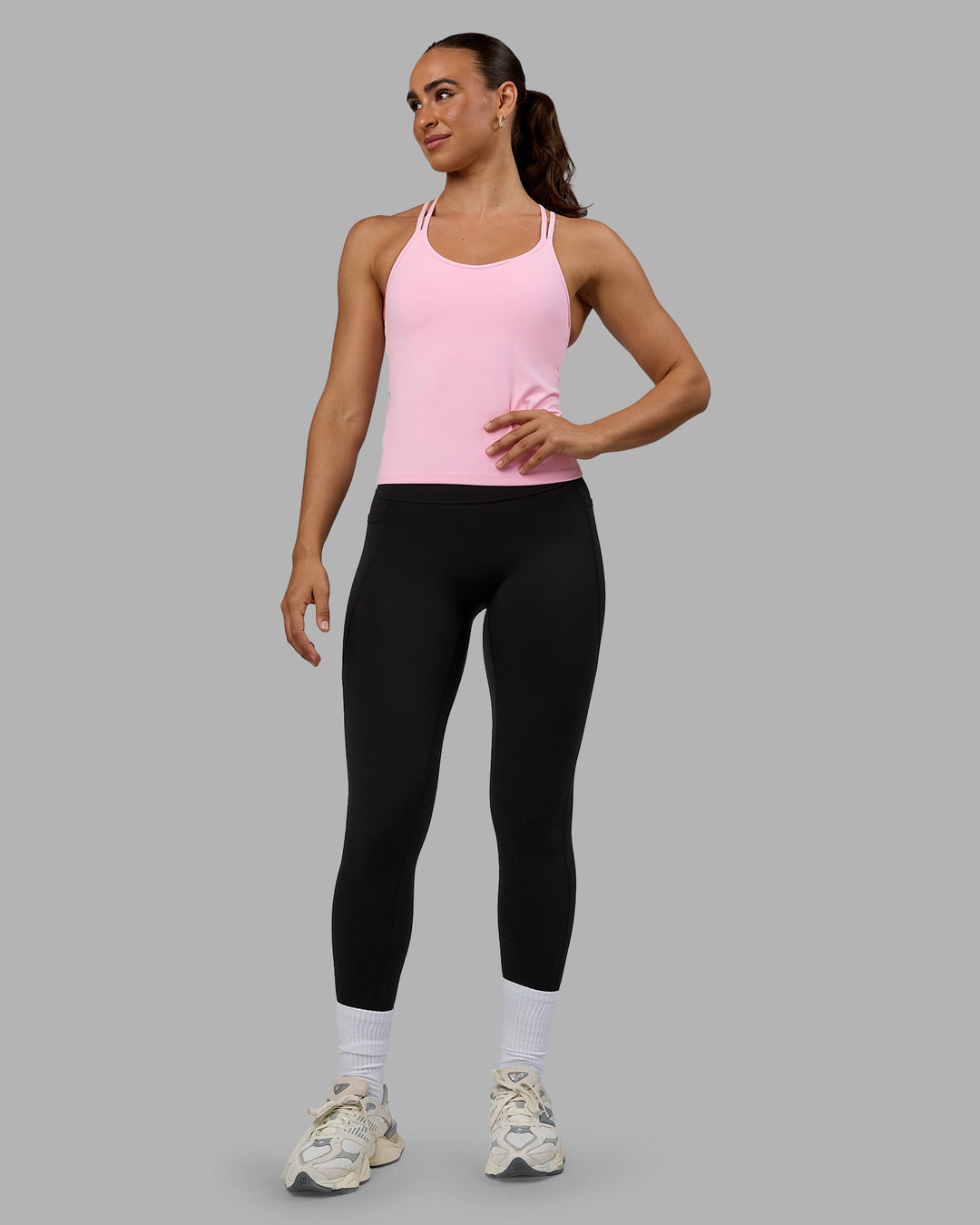 Woman wearing Balance Active Shelf Bra Tank - Pale Pink