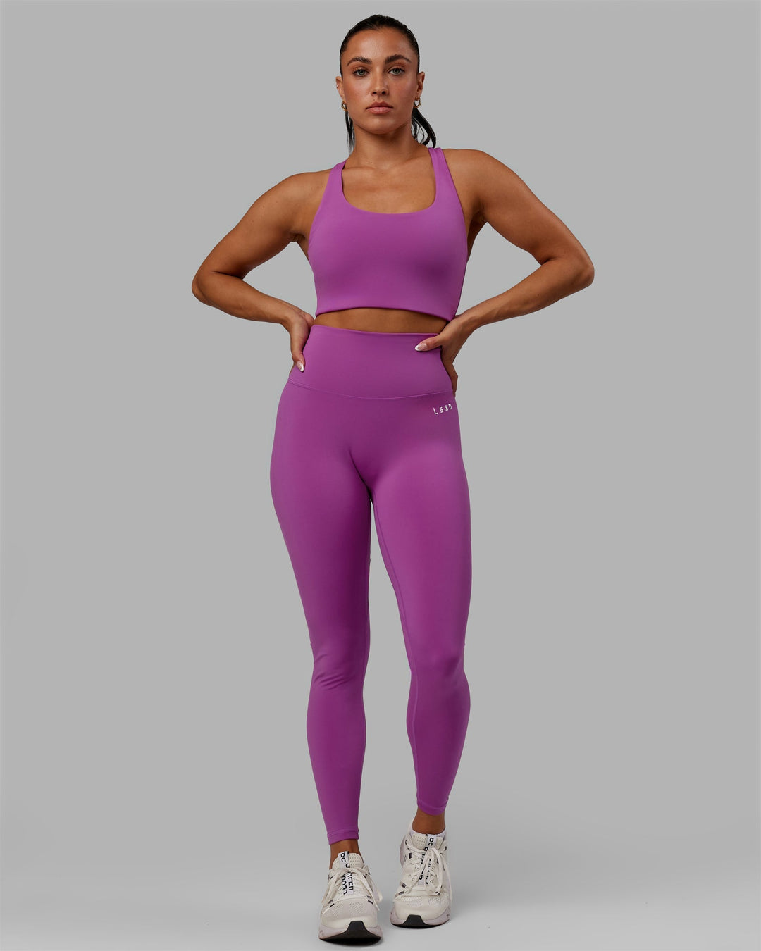 Woman wearing Base 2.0 Full Length Leggings - Hyper Violet