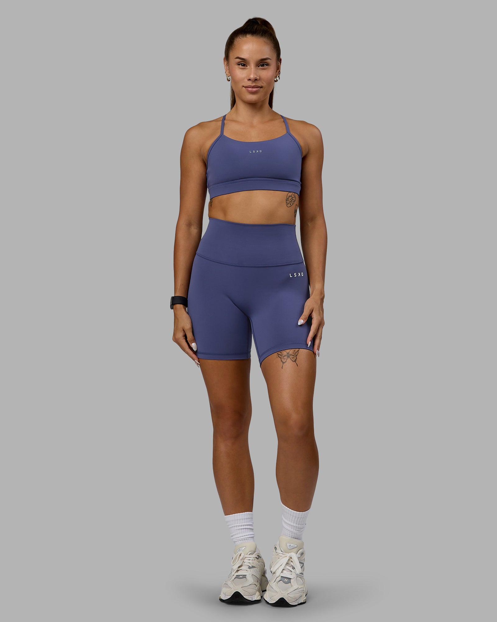 Woman wearing Base 2.0 Ultra High-Rise 6" Short - Future Dusk