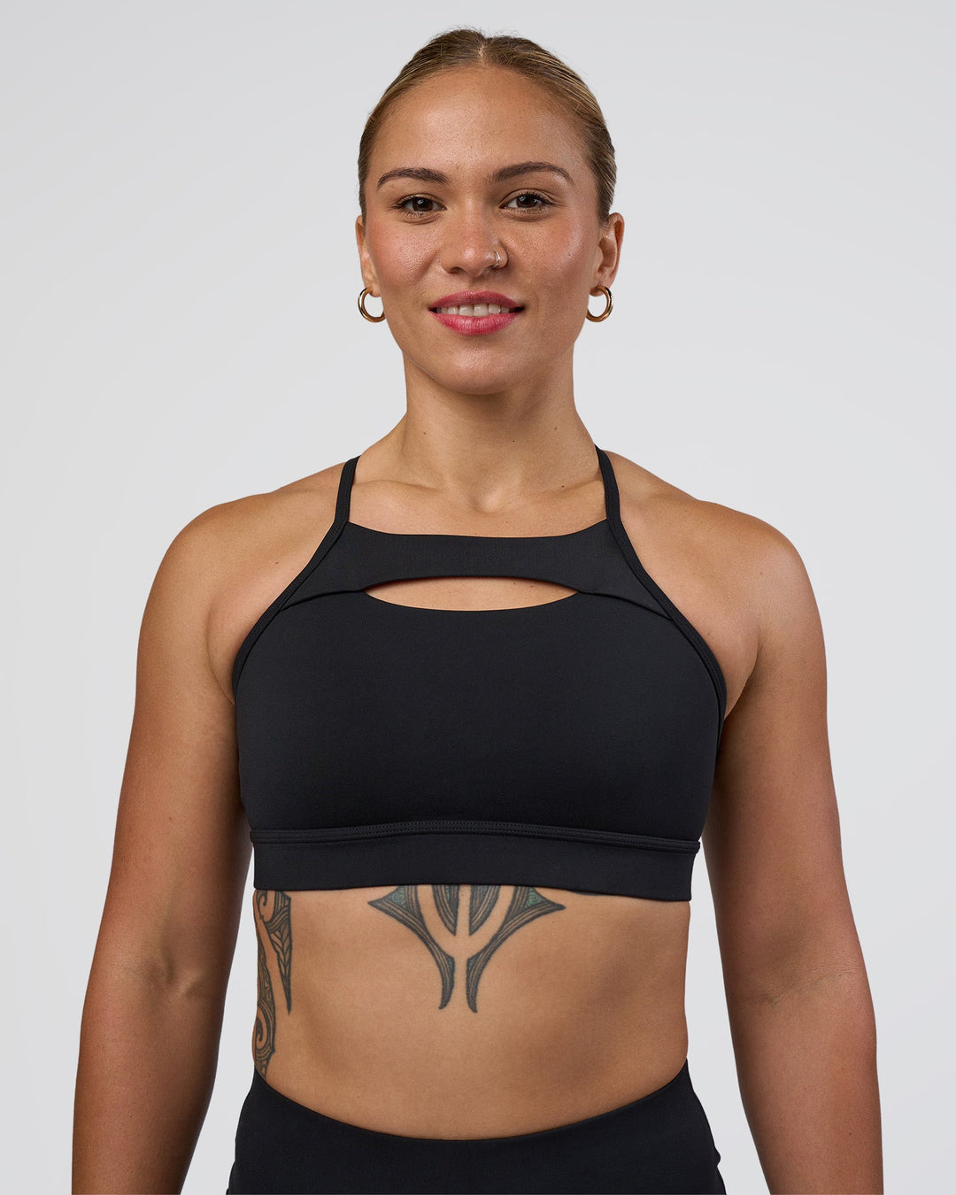 Woman wearing Be Bold Sports Bra - Black | Model:Tenaya | Size:S