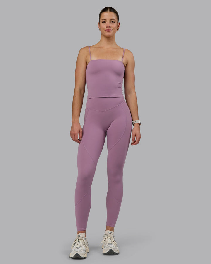 Woman wearing Blaze Full Length Leggings - Grape
