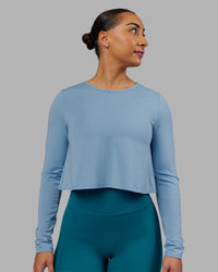 Woman wearing Breeze Long Sleeve Training Tee - Glacier Lake | Model:Ayla | Size:S | Thumbnail Index: 1