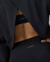 Woman wearing Breeze Open Back Sweater - Black-Black | Model:Phoebe | Size:S | Thumbnail Index: 4