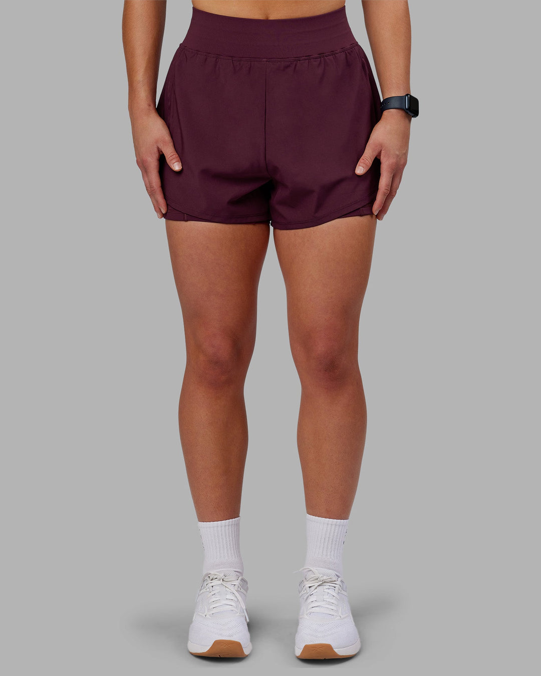 Woman wearing Challenger 3&quot; Lined Performance Short - Cherry Lacquer | Model:Keisha | Size:S