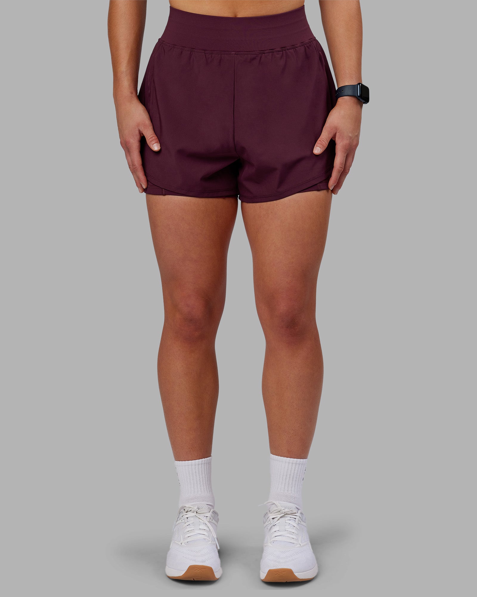 Woman wearing Challenger 3" Lined Performance Short - Cherry Lacquer | Model:Keisha | Size:S
