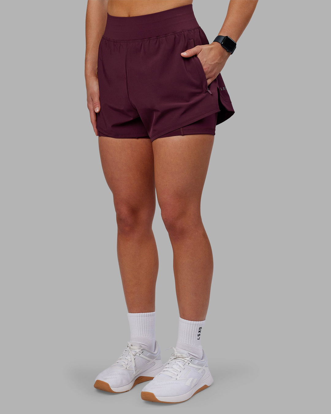 Woman wearing Challenger 3&quot; Lined Performance Short - Cherry Lacquer | Model:Keisha | Size:S