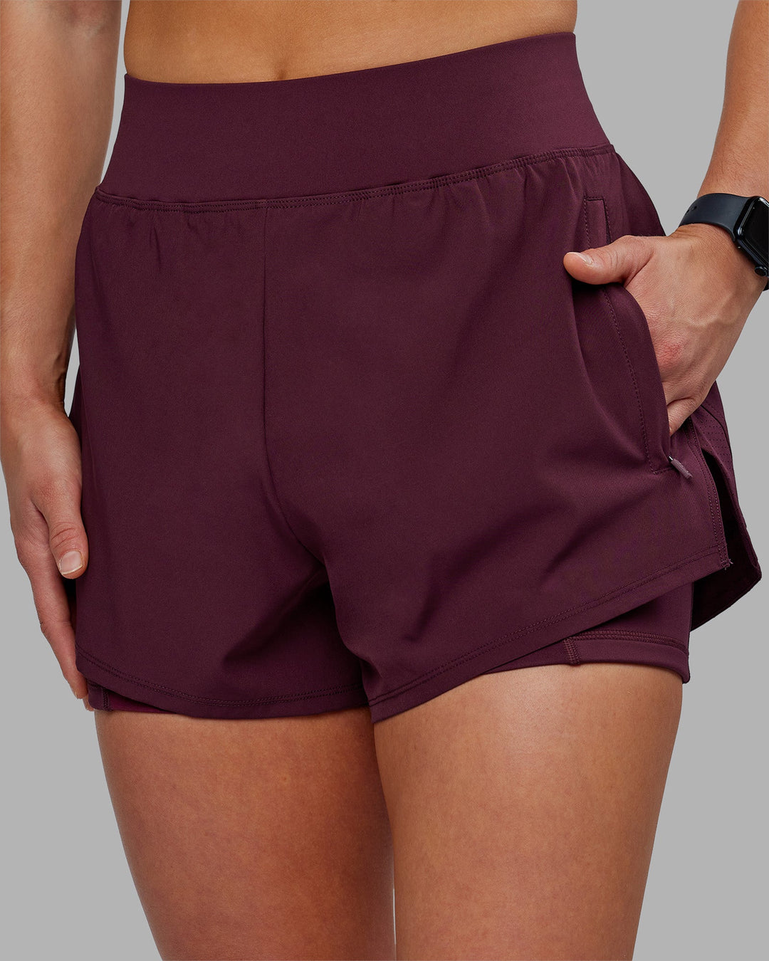 Woman wearing Challenger 3&quot; Lined Performance Short - Cherry Lacquer | Model:Keisha | Size:S