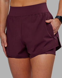 Woman wearing Challenger 3" Lined Performance Short - Cherry Lacquer | Model:Keisha | Size:S