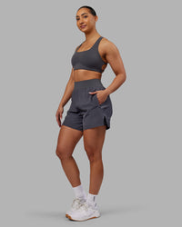 Woman wearing Challenger 5" Lined Performance Short - Dark Storm | Model:Ayla | Size:S